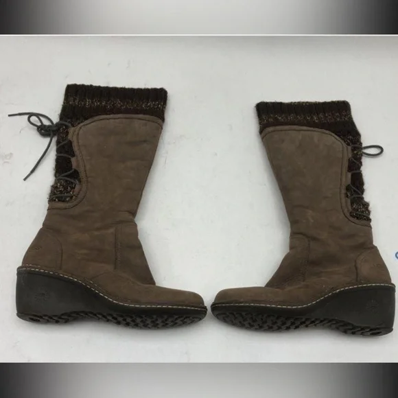 Ugg Brown Suede Women's Back Lace Sweater Boots Size 8 - Picture 4 of 7